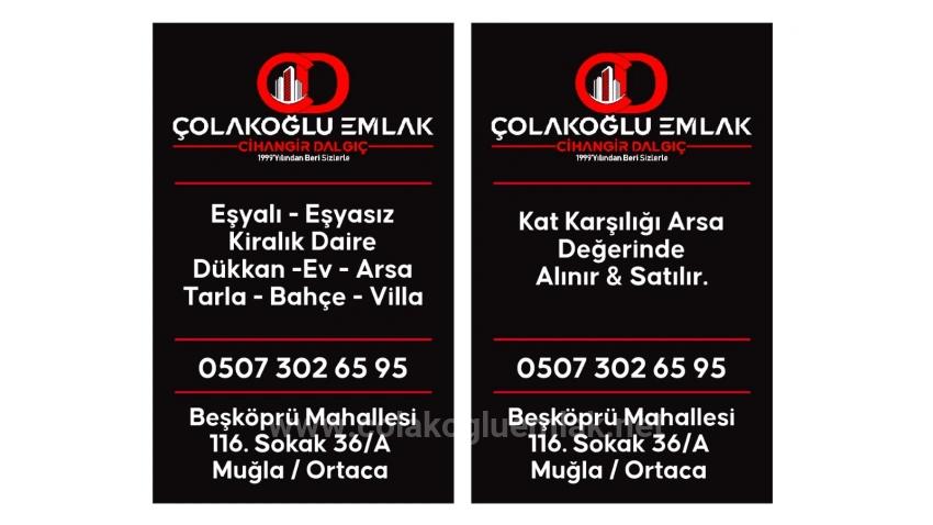 Ortaca Merkezde Satılık 1+1 Dükkan Üstü 1.Kat Daire